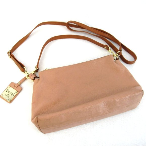 Valentina Handbags - Valentina Genuine Leather 100% tan pebbled leather pre owned bag handbag purse
